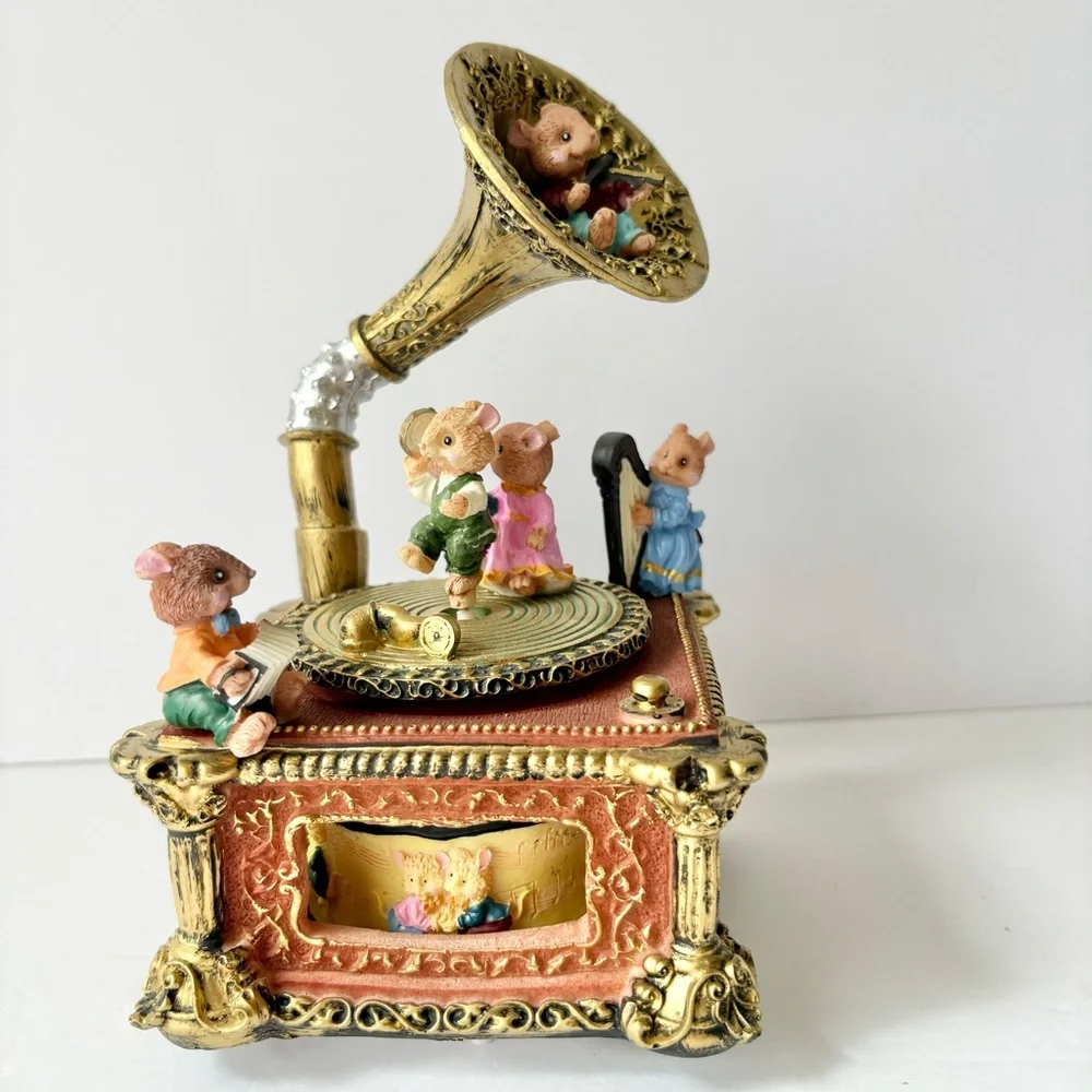 LUTFI Retro Hand Painted Dancing Mice‎ Phonograph Music Box